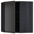 METOD Corner wall cabinet with shelves, black/Upplöv matt anthracite, 68x80 cm