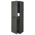 METOD High cabinet for fridge/freezer, black, Voxtorp dark grey, 60x60x200 cm