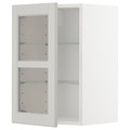 METOD Wall cabinet w shelves/glass door, white/Lerhyttan light grey, 40x60 cm