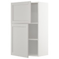 METOD Wall cabinet with shelves/2 doors, white/Lerhyttan light grey, 60x100 cm