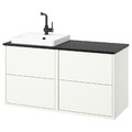 HAVBÄCK / ORRSJÖN Wash-stand/wash-basin/tap, white/black marble effect, 122x49x71 cm