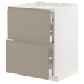 METOD / MAXIMERA Base cab f hob/2 fronts/3 drawers, white/Upplöv matt dark beige, 60x60 cm