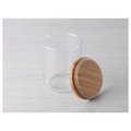 EKLATANT Jar with lid, clear glass, bamboo