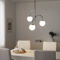 SIMRISHAMN Pendant lamp, 3-armed, chrome-plated, opal white glass