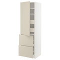 METOD / MAXIMERA Hi cab w shlvs/4 drawers/dr/2 frnts, white/Havstorp beige, 60x60x200 cm