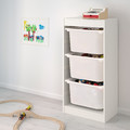 TROFAST Storage combination with boxes, white/grey, 46x30x94 cm