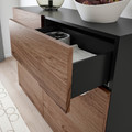 KLACKENÄS Sideboard, black/oak veneer brown stained, 120x97 cm