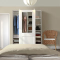 PAX / GRIMO Wardrobe combination, white/clear glass white, 150x66x201 cm