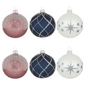 Christmas Glass Baubles Set Midnight Dreams 6pcs