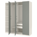 PAX Wardrobe, white, Reinsvoll grey-green, 200x60x236 cm