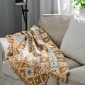 SVARTFRYLE Throw, dark yellow/light grey, 130x170 cm