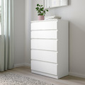 KULLEN  Chest of 5 drawers, white, 70x112 cm