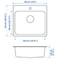 LÅNGUDDEN Inset sink, 1 bowl, stainless steel, 56x53 cm