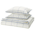 BREDVECKLARE Duvet cover and 2 pillowcases, white blue/check, 200x200/50x60 cm