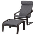 POÄNG Armchair and footstool, black-brown/Skiftebo yellow