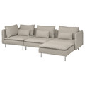 SÖDERHAMN 4-seat sofa with chaise longue, Fridtuna light beige