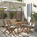 ASKHOLMEN Table+4 folding chairs, outdoor, dark brown/Kuddarna beige, 143x75 cm