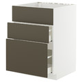 METOD / MAXIMERA Base cab f sink+3 fronts/2 drawers, white/Havstorp brown-beige, 60x60 cm