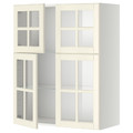 METOD Wall cabinet w shelves/4 glass drs, white/Bodbyn off-white, 80x100 cm