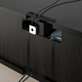 BESTÅ TV storage combination/glass doors, black-brown/Selsviken high-gloss/beige clear glass, 240x42x231 cm