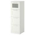 BRIMNES Chest of 4 drawers, white, frosted glass, 39x124 cm