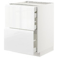 METOD / MAXIMERA Base cb 2 frnts/2 low/1 md/1 hi drw, white, Voxtorp high-gloss/white, 60x60 cm