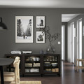 BESTÅ Storage combination with doors, black-brown, Sindvik black-brown, clear glass, 180x40x74 cm