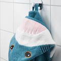 BLÅVINGAD Towel with hood, shark-shaped/blue-grey, 70x140 cm