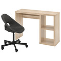 KALLAX / ELDBERGET Desk and chair, white stained oak effect/dark grey black