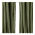 VILBORG Room darkening curtains, 1 pair, dark green, 145x300 cm