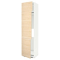 METOD High cab f fridge/freezer w 3 doors, white/Askersund light ash effect, 60x60x240 cm