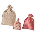 VINTERFINT Gift bag, set of 3, mixed patterns/jute red