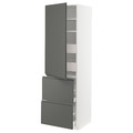 METOD / MAXIMERA Hi cab w shlvs/4 drawers/dr/2 frnts, white/Voxtorp dark grey, 60x60x200 cm