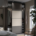 PAX / MEHAMN Wardrobe, double sided dark grey/beige, 150x66x236 cm