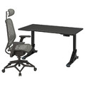UPPSPEL / STYRSPEL Gaming desk and chair, black/grey, 140x80 cm