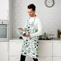 RINNIG Apron, white/green, patterned