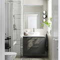 HAVBÄCK / TÖRNVIKEN Wash-stnd w drawers/wash-basin/tap, dark grey/white marble effect, 82x49x79 cm