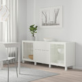 BESTÅ Storage combination with drawers, white Lappviken, Sindvik/Stubbarp white clear glass, 180x42x74 cm