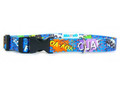 Matteo Dog Collar Plastic Buckle 20mm, blue graffiti