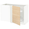 METOD Corner base cab w pull-out fitting, white/Askersund light ash effect, 128x68 cm