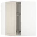 METOD Corner wall cabinet with carousel, white/Stensund beige, 68x80 cm