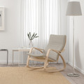 POÄNG Rocking-chair, white stained oak veneer, Knisa light beige