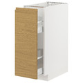 METOD / MAXIMERA Base cabinet/pull-out int fittings, white/Voxtorp oak effect, 30x60 cm