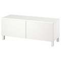 BESTÅ TV bench with doors, white Västerviken/Stubbarp/white, 120x42x48 cm