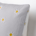 NATTSLÄNDA Cushion cover, floral pattern grey/white, 50x50 cm