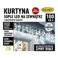 Christmas Curtain Lights In-/Outdoor 100 LED 4.8m, icicles, white cable, cool white