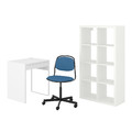 MICKE/ÖRFJÄLL / KALLAX Desk and storage combination, and swivel chair white/blue/black