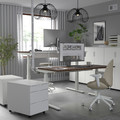 MITTZON Desk sit/stand, electric walnut veneer/white, 160x80 cm