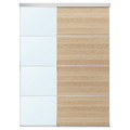 SKYTTA / MEHAMN/AULI Sliding door combination, aluminium double sided/white stained oak effect mirror glass, 177x240 cm