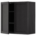 METOD Wall cabinet with shelves/2 doors, black/Lerhyttan black stained, 80x80 cm